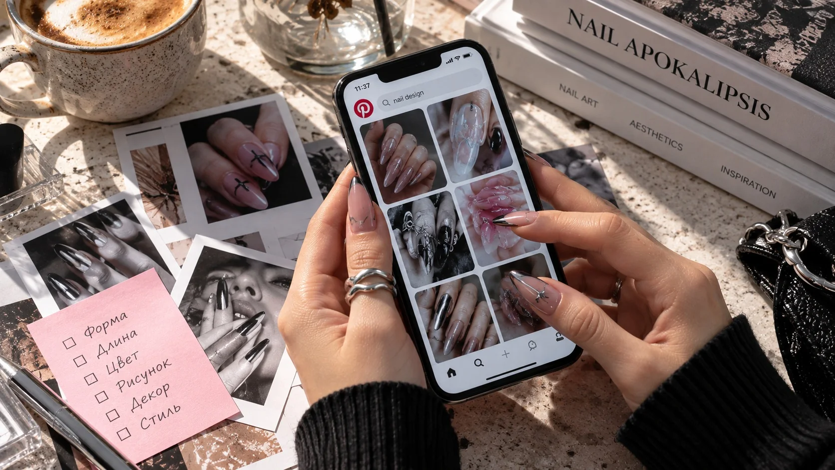 Выбор дизайна ногтей по референсам Pinterest